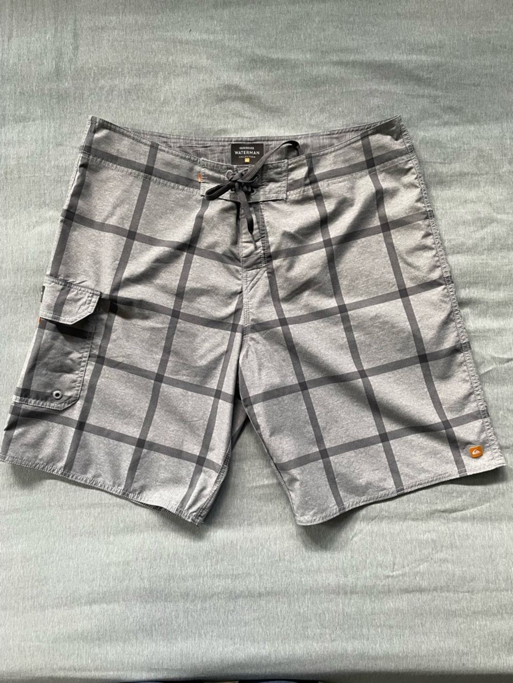 Quiksilver Waterman Gray Plaid Board Shorts Size US 36